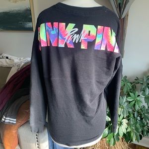 PINK Tunic Sweatshirt with Tie Dye Lettering on Back